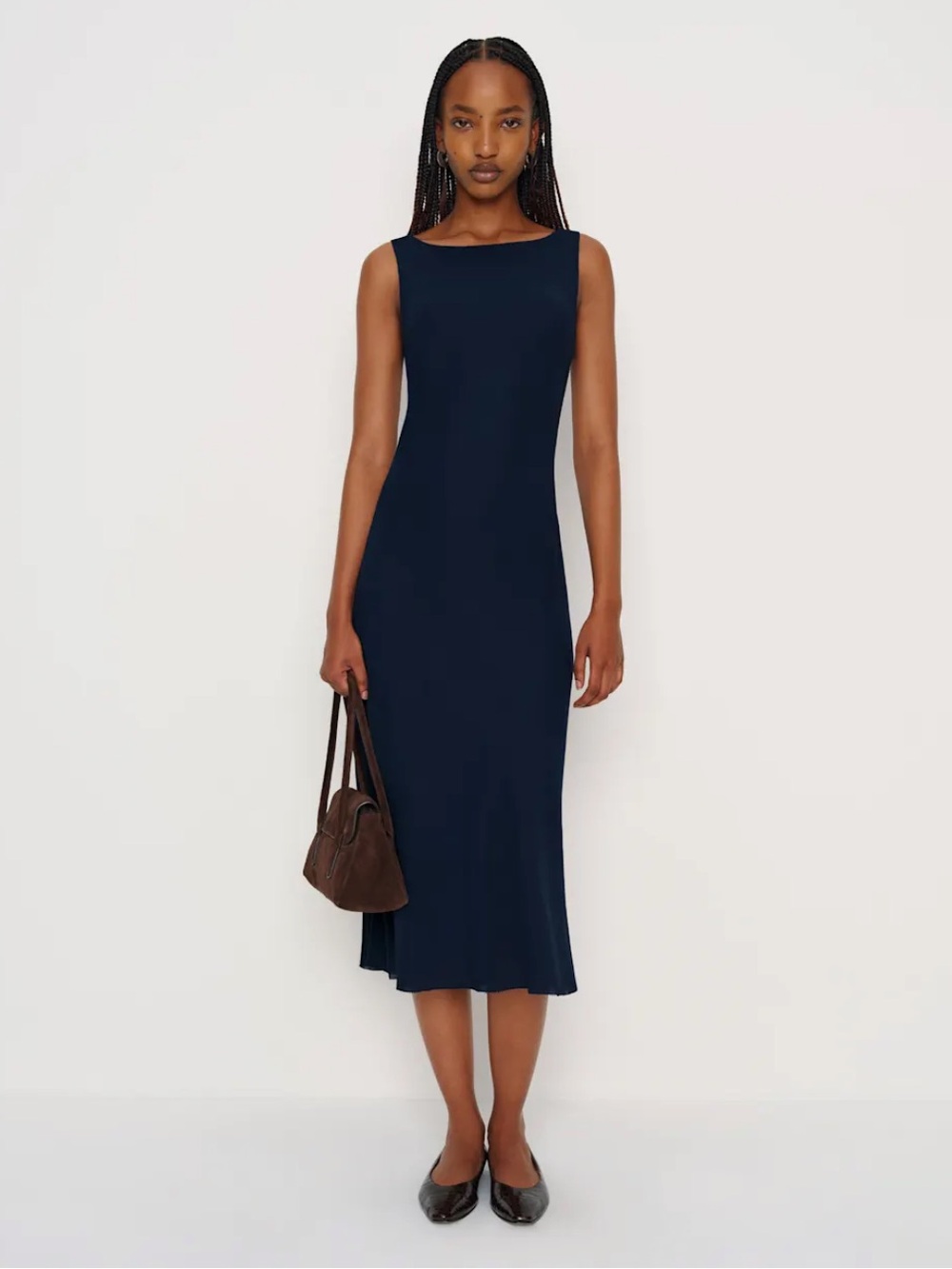 Reformation Topanga Navy Midi Dress